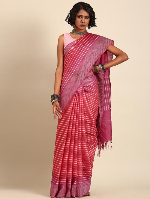 women striped bordered saree with blouse - 21965678 - Very Small Image - 1
