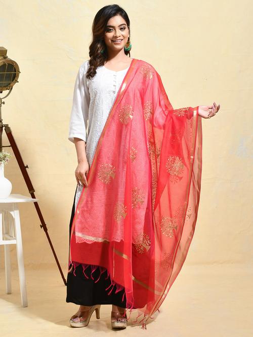 women solid with work embroidered dupatta  - 21965693 - Very Small Image - 1