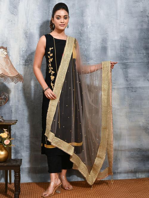 women solid with work embellished dupatta  - 21965695 - Very Small Image - 1