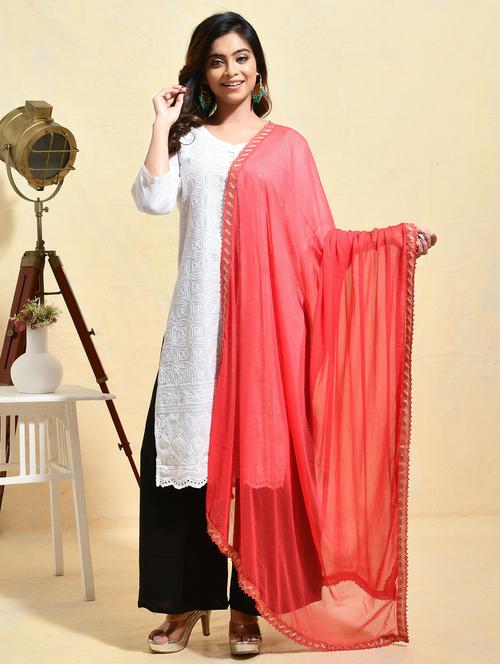 women solid embellished bordered dupatta - 21965706 - Very Small Image - 1