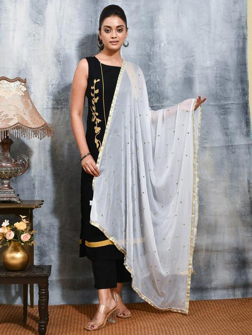 women solid with work embellished dupatta  - 21965721 - Very Small Image - 1