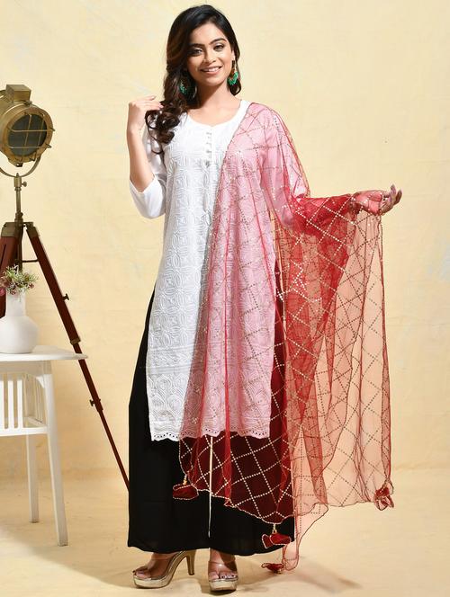 women solid with work embellished dupatta  - 21965728 - Very Small Image - 1