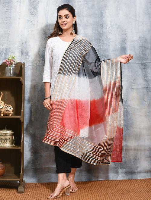 women printed gota work dupatta - 21965729 - Very Small Image - 1