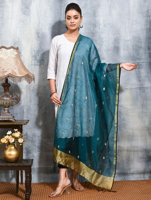 women green self design dupatta - 21965738 - Very Small Image - 1