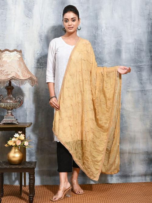 women solid with work embroidered dupatta  - 21965745 - Very Small Image - 1