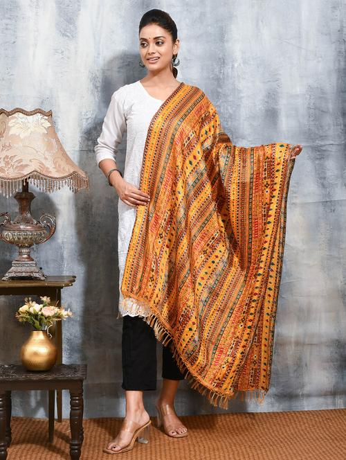 women mustard printed dupatta - 21965775 - Very Small Image - 1