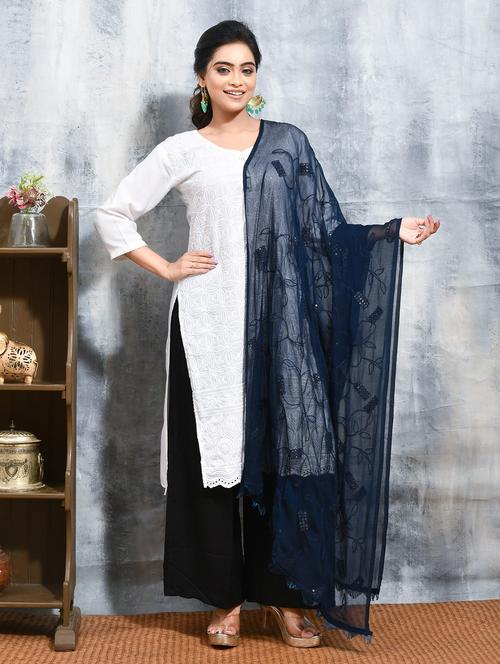 women solid with work embroidered dupatta  - 21965782 - Very Small Image - 1