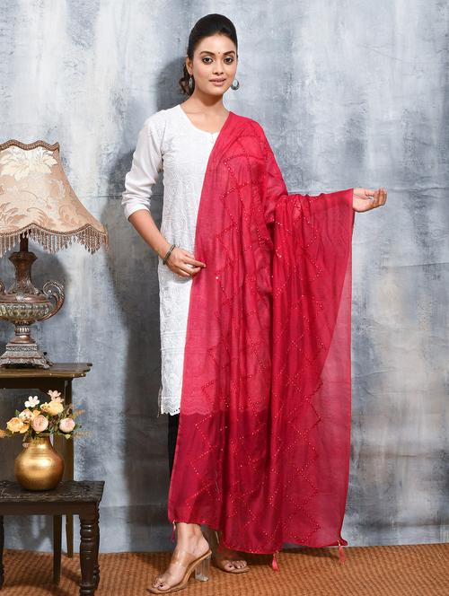 women solid with work embellished dupatta  - 21965811 - Very Small Image - 1