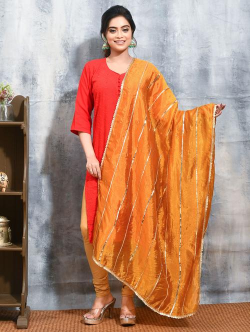 women solid with work embellished dupatta  - 21965812 - Very Small Image - 1