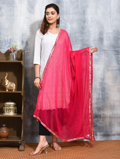 women solid with work embellished dupatta  - 21965838 - Very Small Image - 1