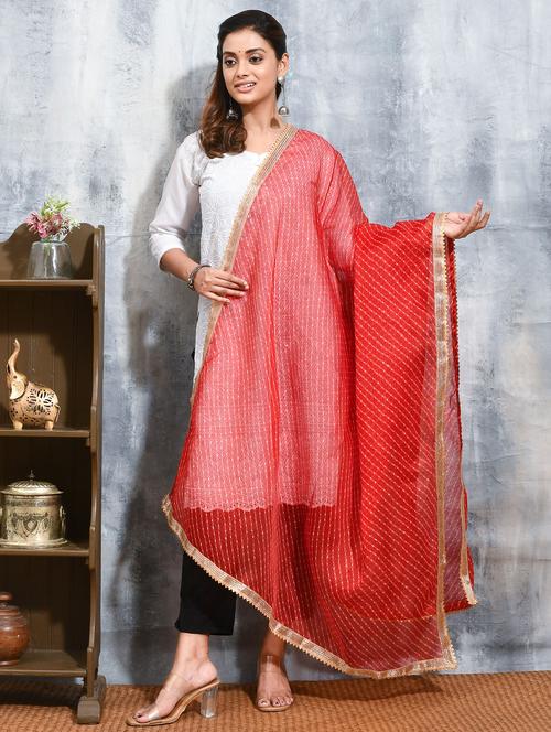 women red leheriya printed dupatta - 21965839 - Very Small Image - 1