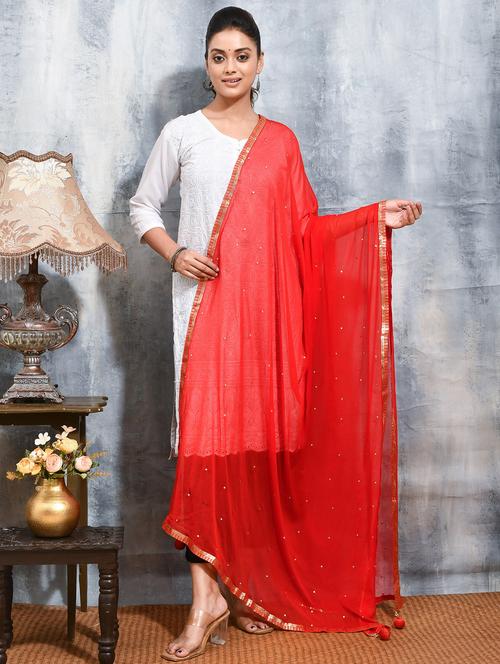 women solid with work embellished dupatta  - 21965841 - Very Small Image - 1