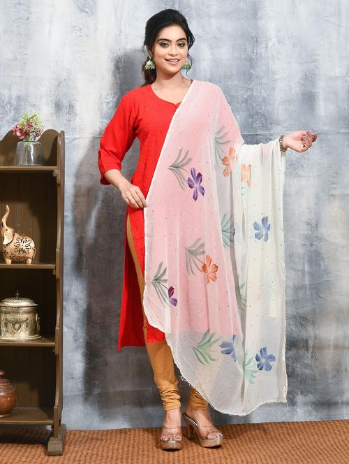 women white floral printed dupatta  - 21965852 - Very Small Image - 1