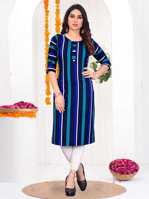 multi colored crepe straight kurta - 21965876 - Very Small Image - 1