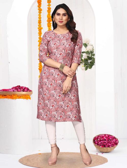 women printed three quarter sleeve straight kurta - 21965881 - Very Small Image - 1
