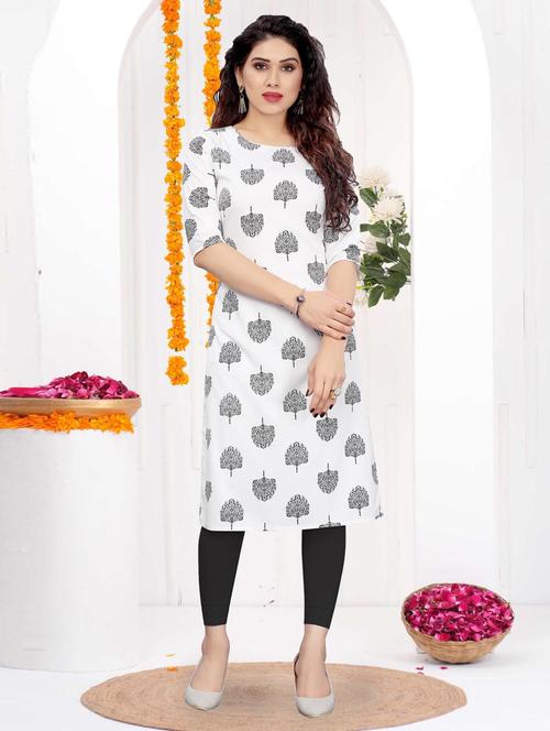 women printed three quarter sleeve straight kurta - 21965887 - Very Small Image - 1