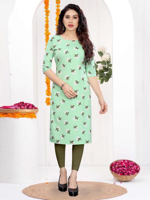 women printed three quarter sleeve straight kurta - 21965888 - Very Small Image - 1