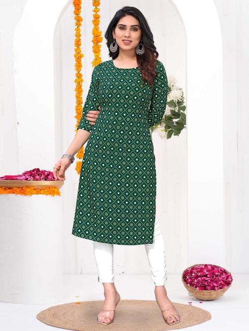 women printed three quarter sleeve straight kurta - 21965905 - Very Small Image - 1