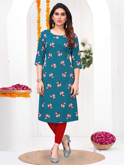 women printed three quarter sleeve straight kurta - 21965906 - Very Small Image - 1