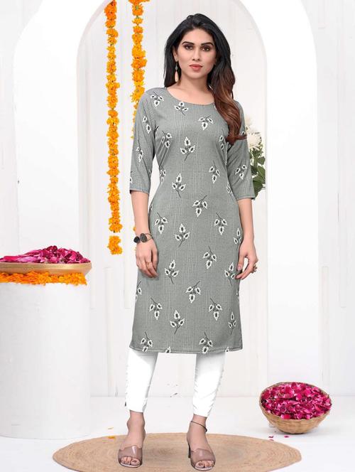 women printed three quarter sleeve straight kurta - 21965907 - Very Small Image - 1