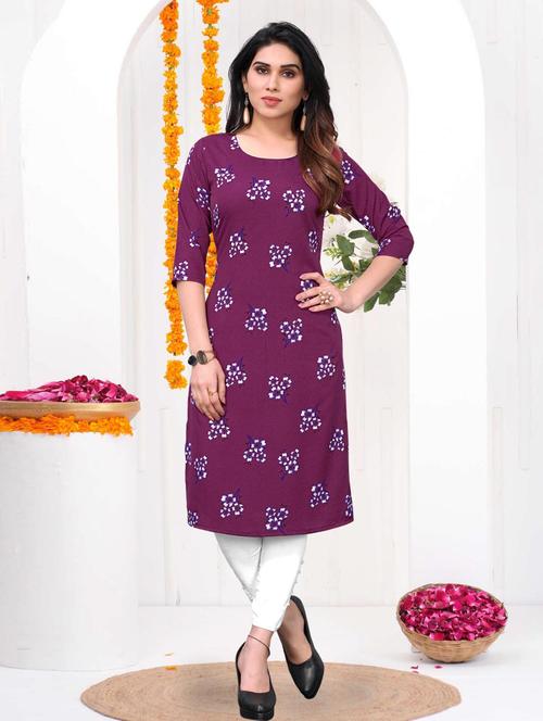 women printed three quarter sleeve straight kurta - 21965908 - Very Small Image - 1
