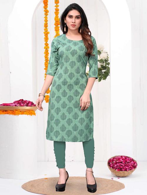 women printed three quarter sleeve straight kurta - 21965910 - Very Small Image - 1