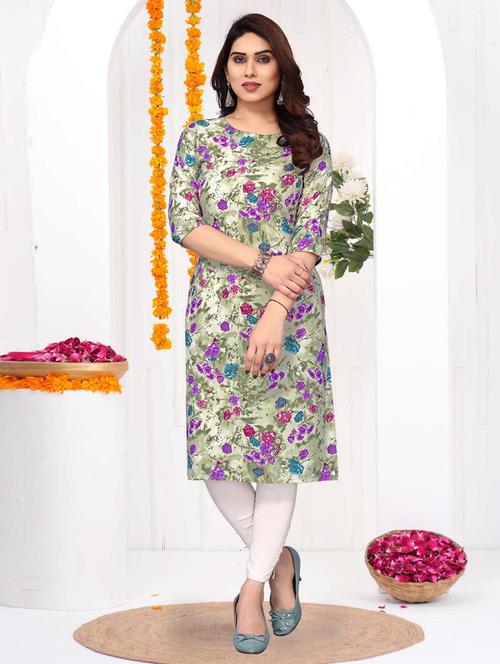 women printed three quarter sleeve straight kurta - 21965911 - Very Small Image - 1