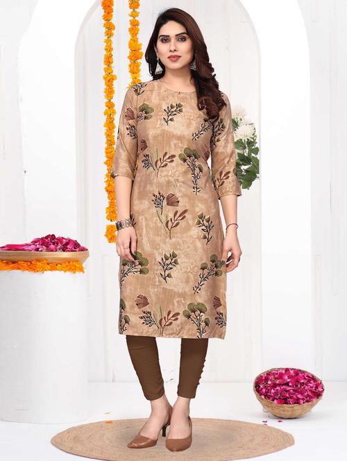 women printed three quarter sleeve straight kurta - 21965914 - Very Small Image - 1
