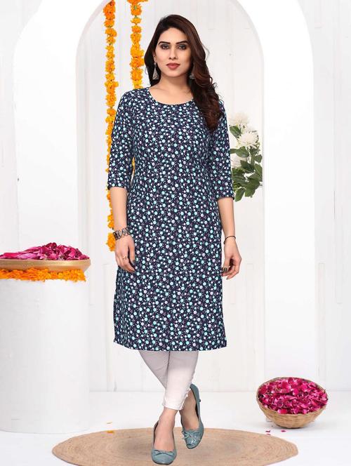 women printed three quarter sleeve straight kurta - 21965917 - Very Small Image - 1