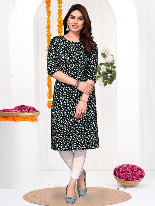 women printed three quarter sleeve straight kurta - 21965919 - Very Small Image - 1