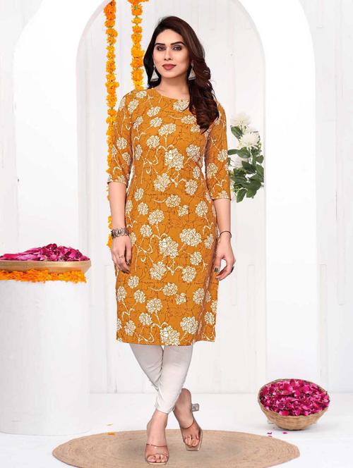 women printed three quarter sleeve straight kurta - 21965922 - Very Small Image - 1