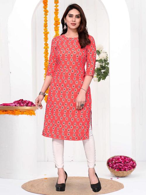 women printed three quarter sleeve straight kurta - 21965924 - Very Small Image - 1