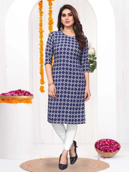 women printed three quarter sleeve straight kurta - 21965927 - Very Small Image - 1