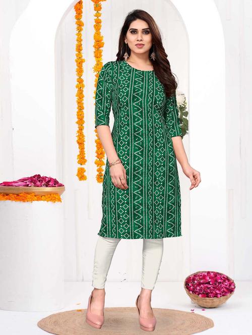 women printed three quarter sleeve straight kurta - 21965931 - Very Small Image - 1