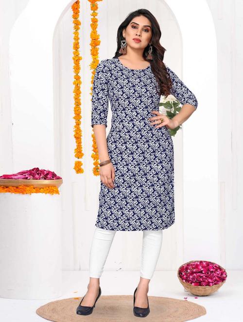 women printed three quarter sleeve straight kurta - 21965932 - Very Small Image - 1