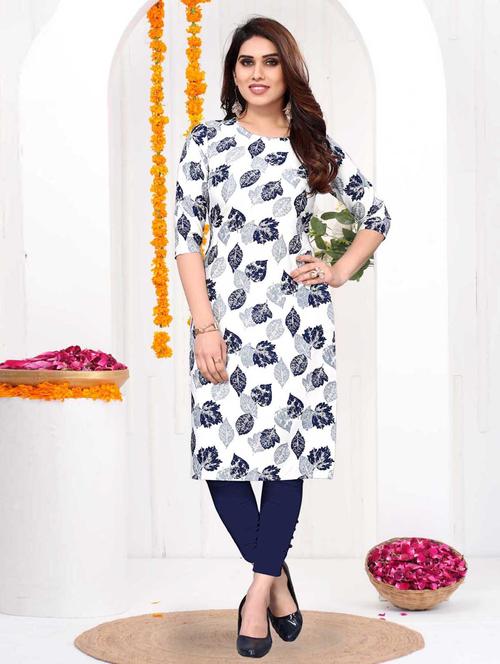 women printed three quarter sleeve straight kurta - 21965938 - Very Small Image - 1