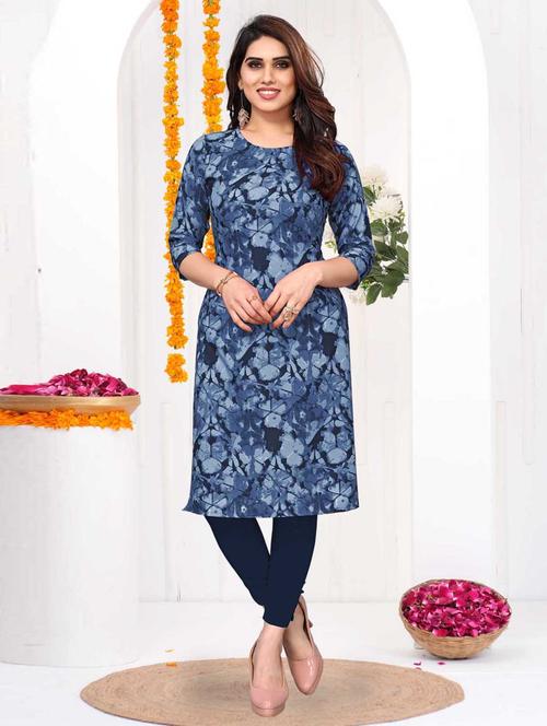 women printed three quarter sleeve straight kurta - 21965949 - Very Small Image - 1