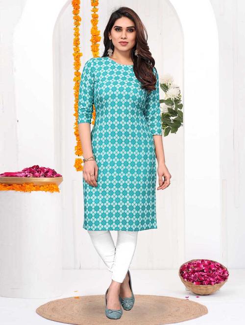 women printed three quarter sleeve straight kurta - 21965957 - Very Small Image - 1