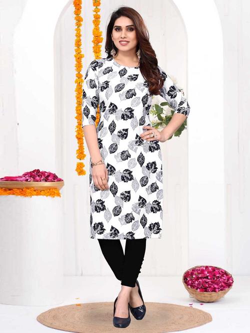 women printed three quarter sleeve straight kurta - 21965958 - Very Small Image - 1