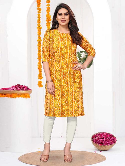 women printed three quarter sleeve straight kurta - 21965961 - Very Small Image - 1