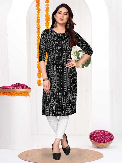 women printed three quarter sleeve straight kurta - 21965964 - Very Small Image - 1