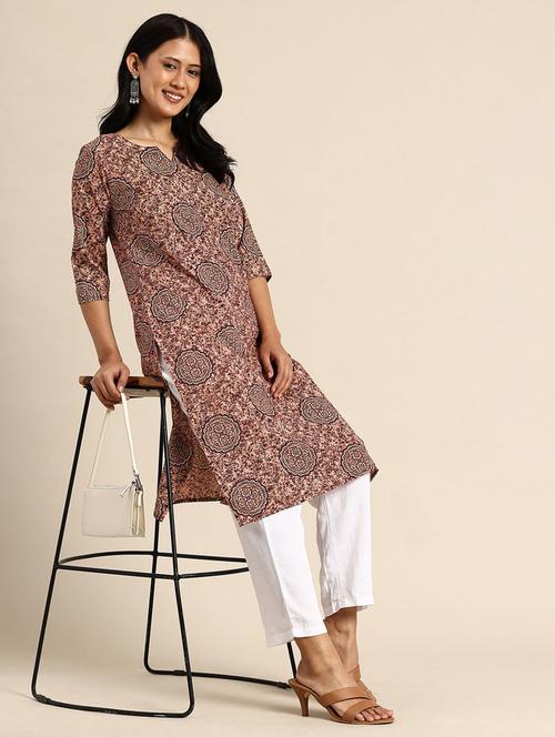 women printed three quarter sleeve straight kurta - 21965969 - Very Small Image - 1