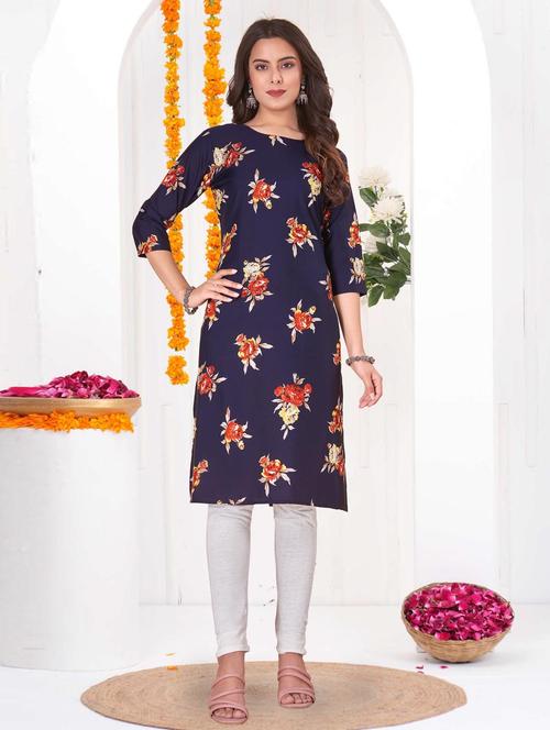 women printed three quarter sleeve straight kurta - 21965979 - Very Small Image - 1