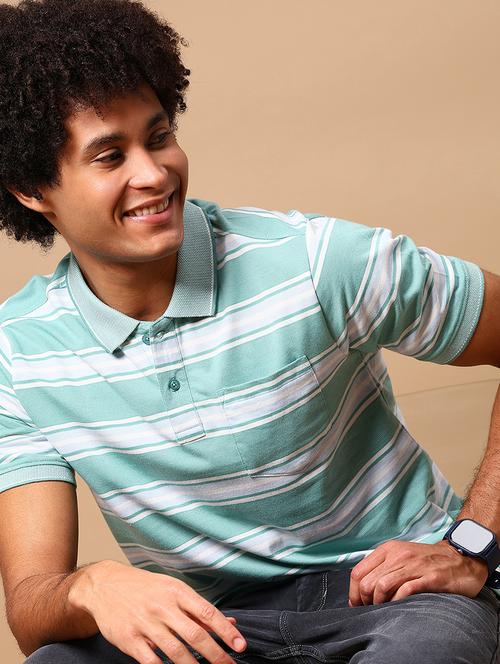 men striped short sleeve regular fit polo t-shirt - 21966611 - Very Small Image - 1