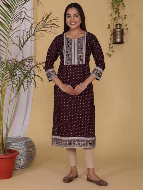 women three quarter sleeve straight kurta - 21966648 - Very Small Image - 1