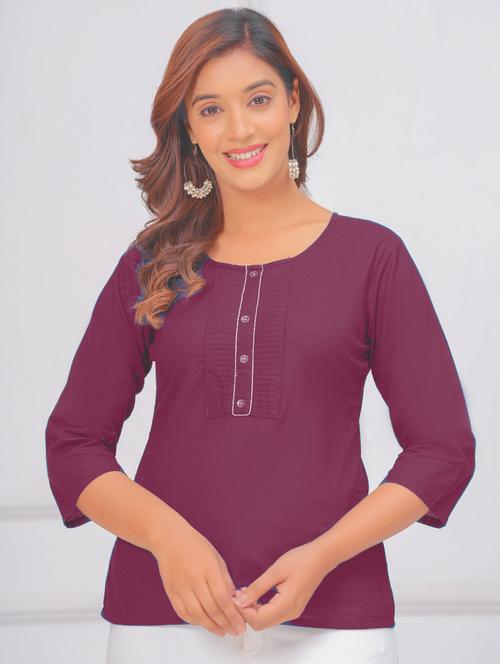 women three quarter sleeve straight kurti - 21966662 - Very Small Image - 1