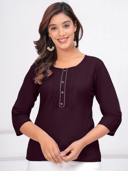 women three quarter sleeve straight kurti - 21966665 - Very Small Image - 1
