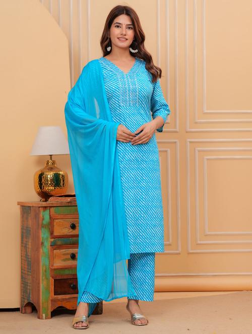 women three quarter sleeve kurta pant with dupatta set - 21966703 - Very Small Image - 1