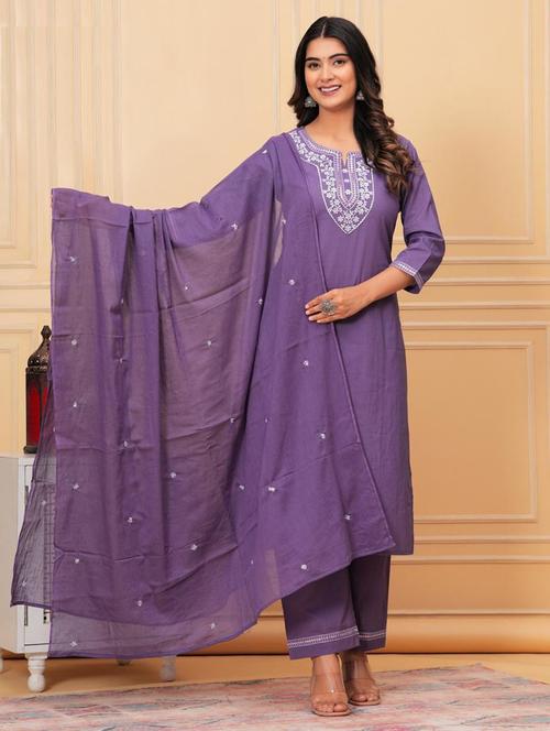 women three quarter sleeve kurta pant with dupatta set - 21966714 - Very Small Image - 1