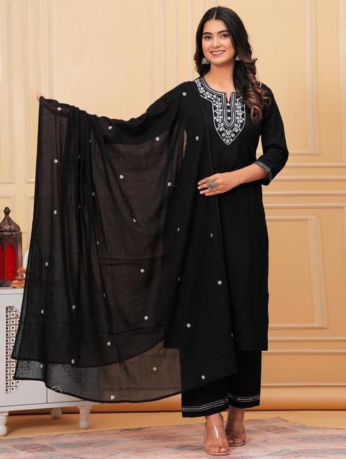 women three quarter sleeve kurta pant with dupatta set - 21966721 - Very Small Image - 1